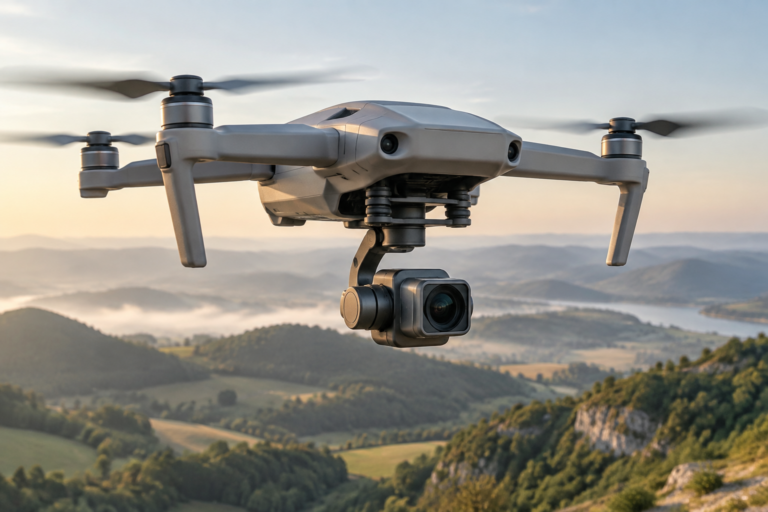 Gimbal-Drohne: Technik für ruhige Luftaufnahmen – KI-generiertes Symbolbild