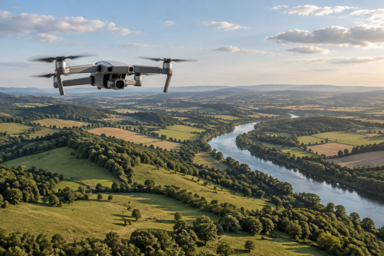 Panorama und 360 Grad: Drohne für Rundumaufnahmen – KI-generiertes Symbolbild